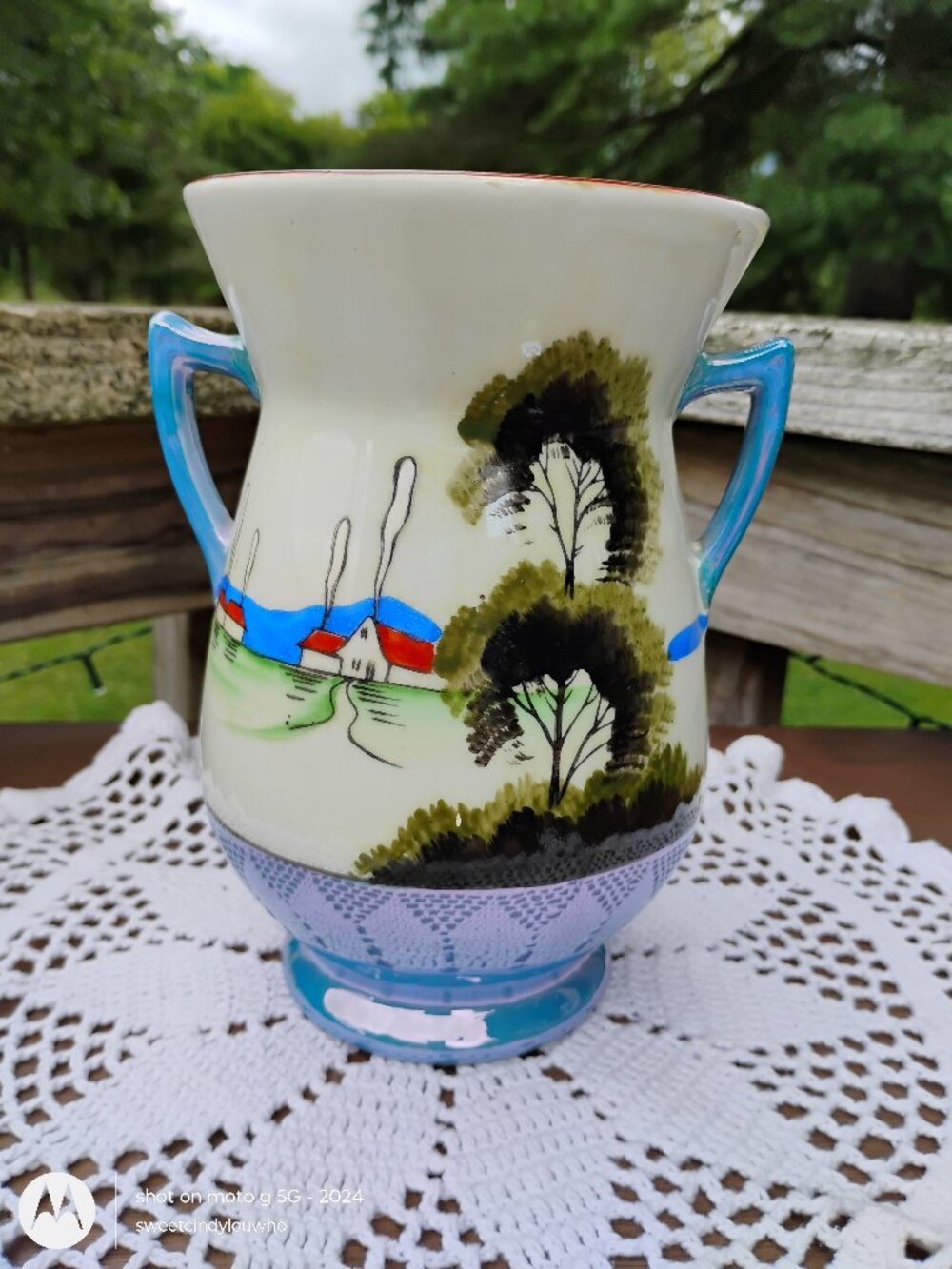 Trico oriental style lustreware porcelain vase Made in Japan vintage MCM 40s/50s
